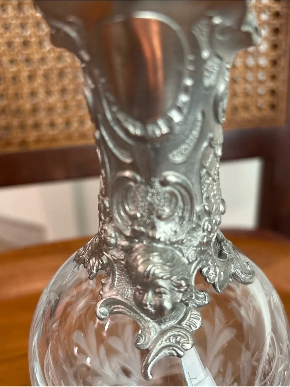 Vintage Peltro Claret Crystal Jug? W/ Pewter. 95% 3 Small Glasses—Italy— barware